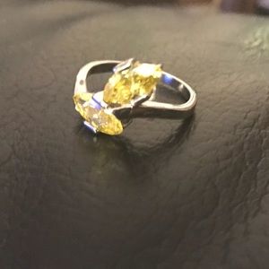 Double Marquise cut style canary yellow ring